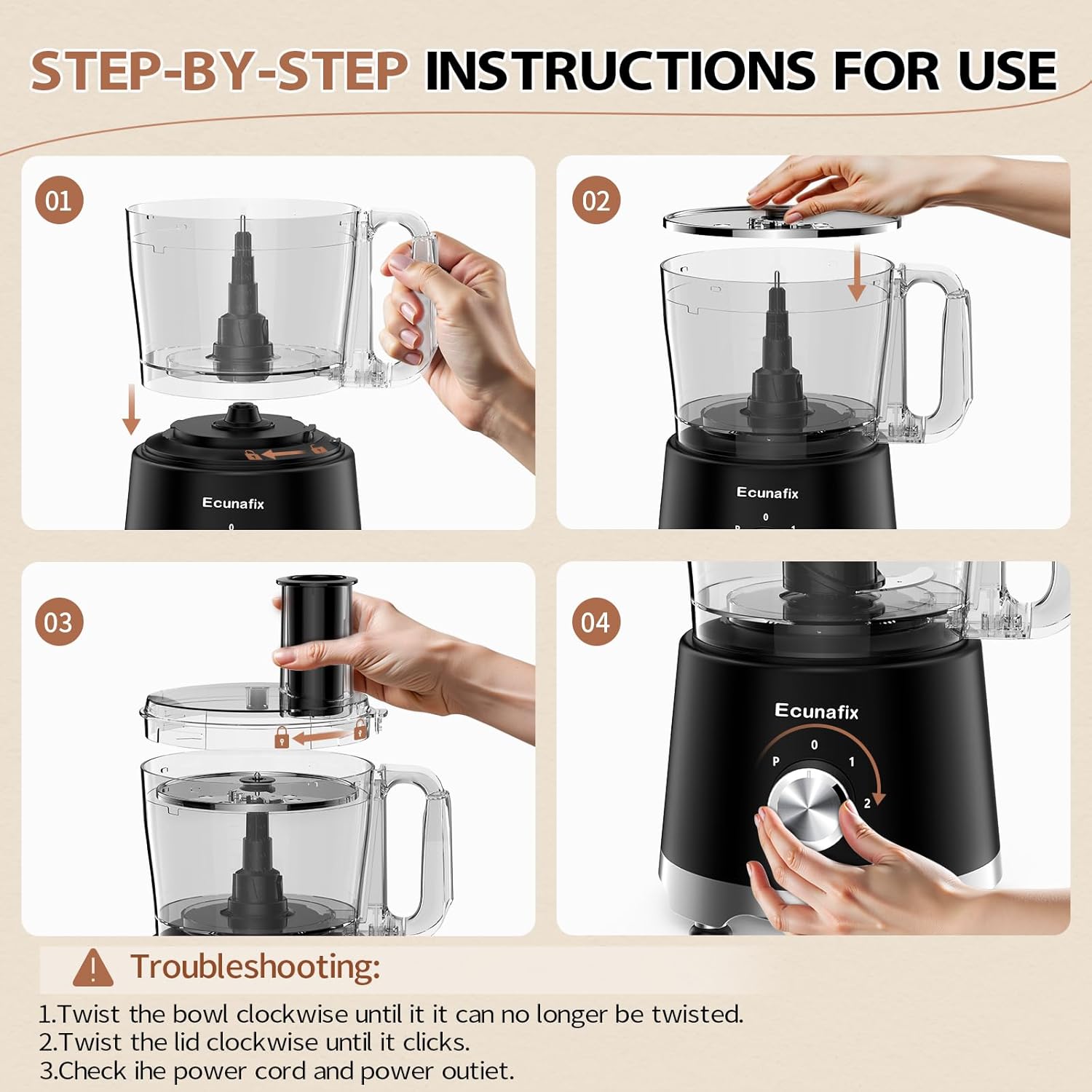 Food Processor and Vegetable Chopper 600W - Image 3