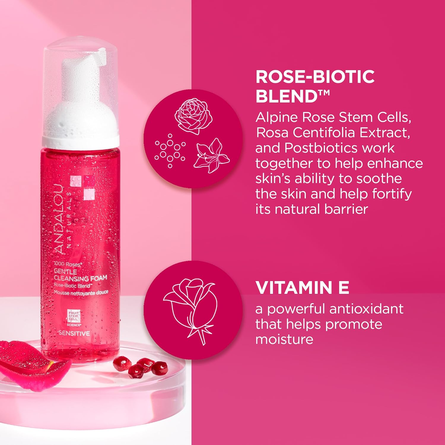 Andalou Naturals 1000 Roses Gentle Cleansing Foam - Image 5