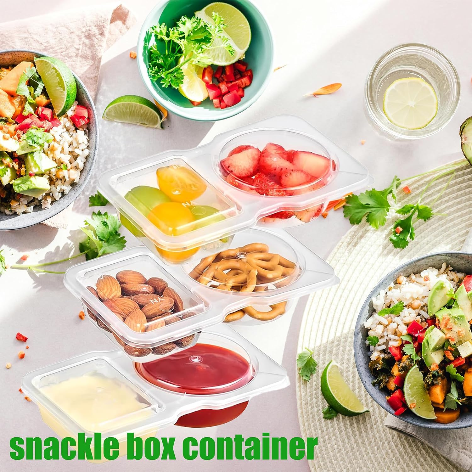 40 Sets Reusable Double Compartment Condiment Containers with Lids - Image 4