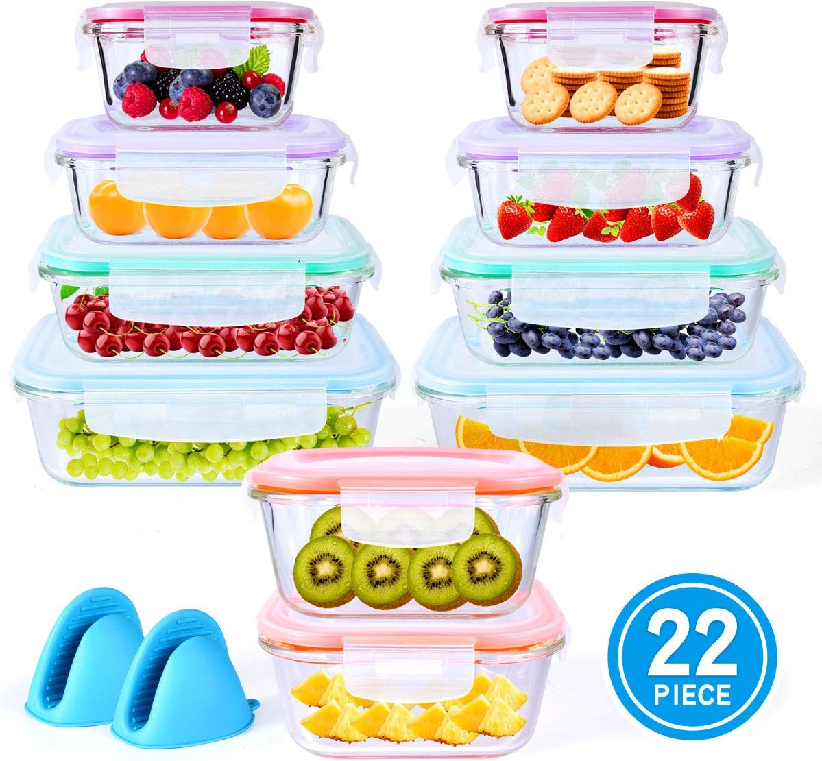 20 Piece Glass Food Storage Set with Airtight Lids - Image 4