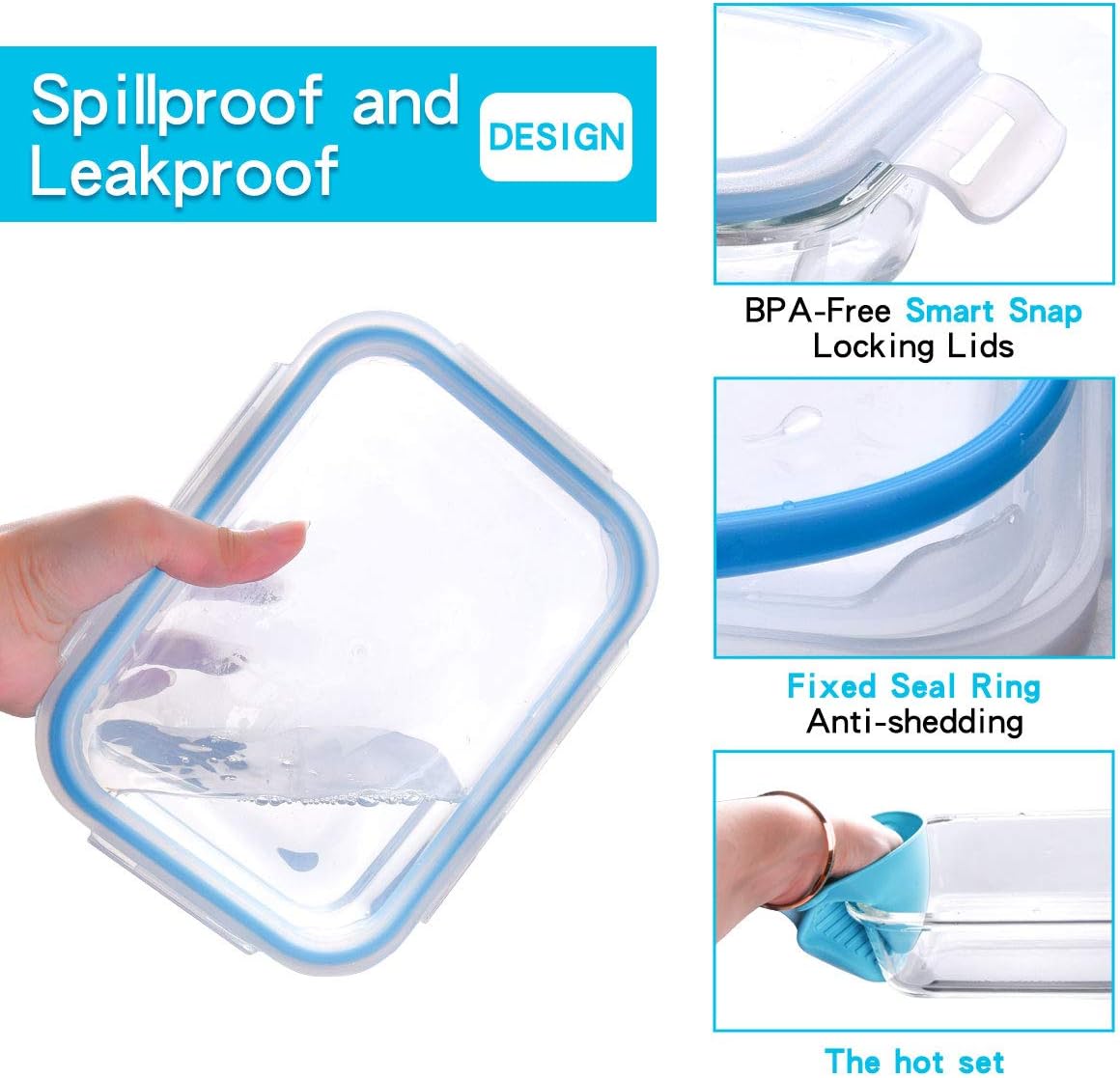 20 Piece Glass Food Storage Set with Airtight Lids - Image 6