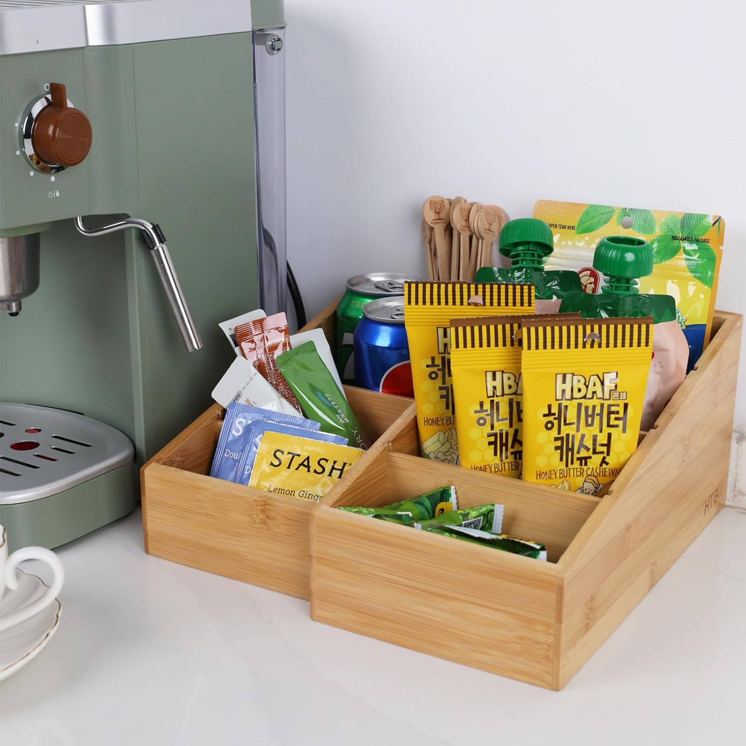 Bamboo Snack Organizer with Removable Dividers - Image 3