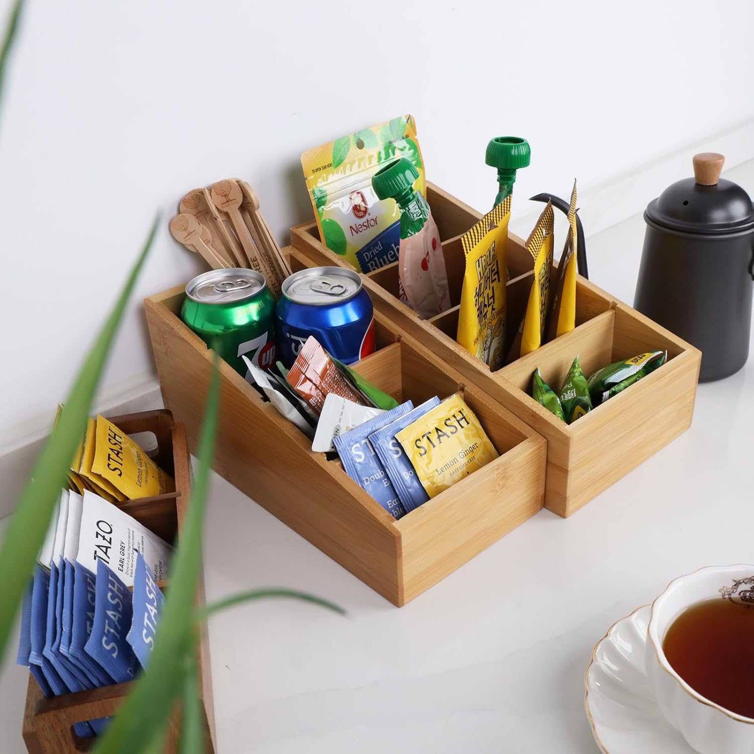 Bamboo Snack Organizer with Removable Dividers - Image 4
