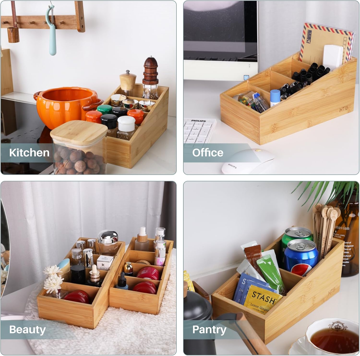 Bamboo Snack Organizer with Removable Dividers - Image 7