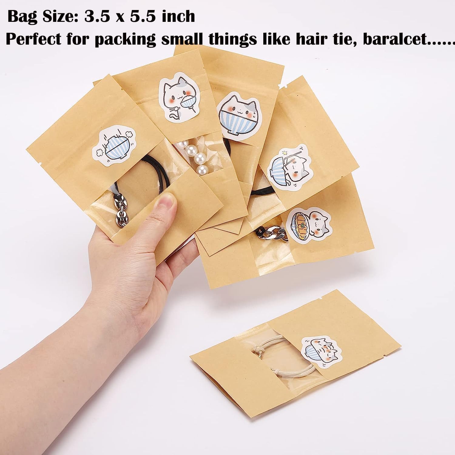 Kraft Paper Treat Bags with Window Ziplock Stand Up Pouches - Image 3