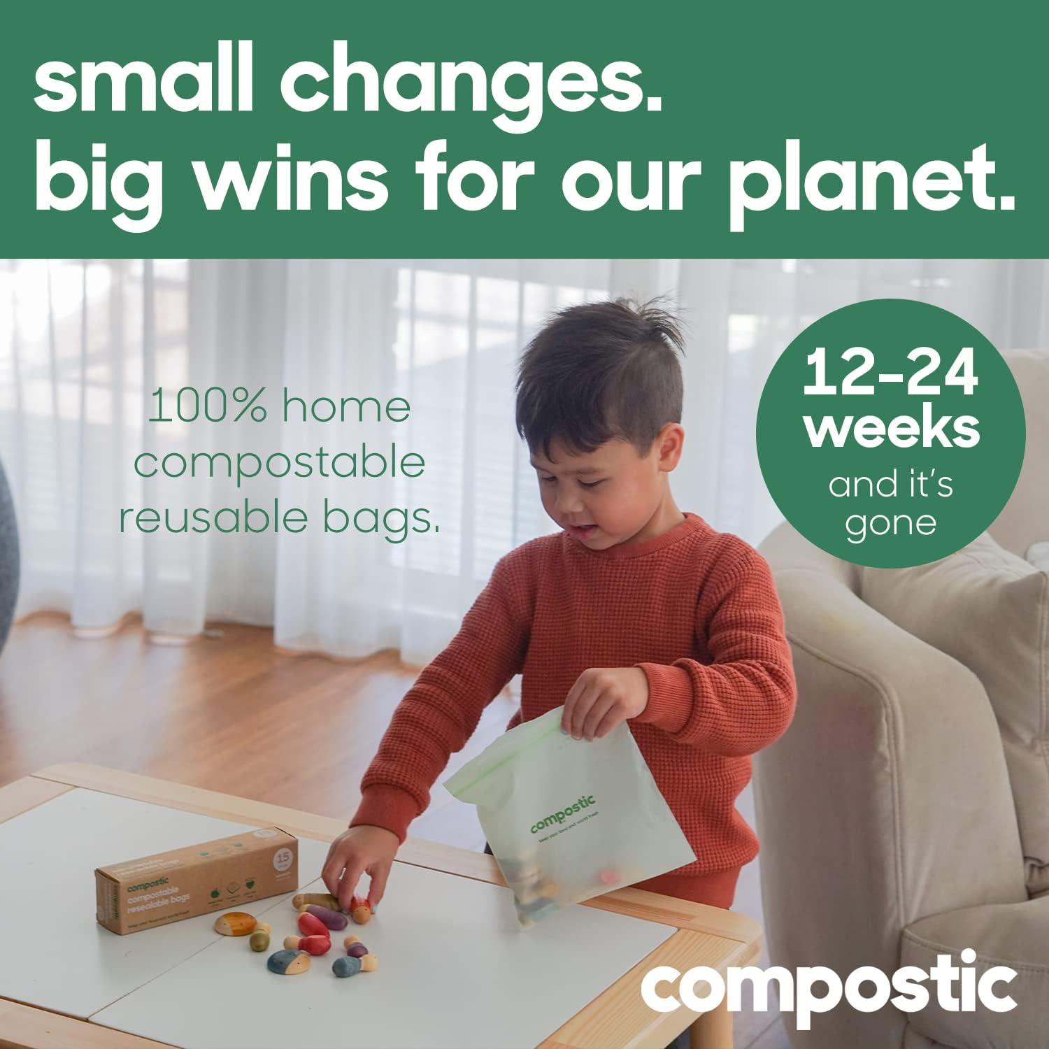 Home Compostable Resealable Gallon Bags - Image 3