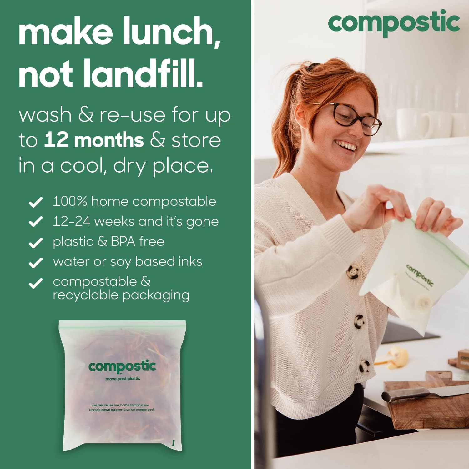 Home Compostable Resealable Gallon Bags - Image 6