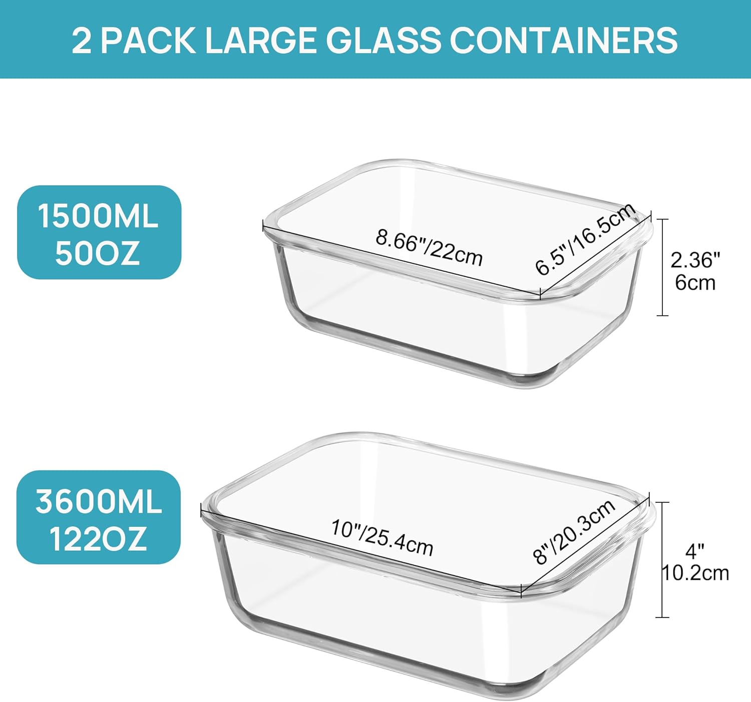 Large Glass Food Storage Containers with Airtight Lids - Image 3