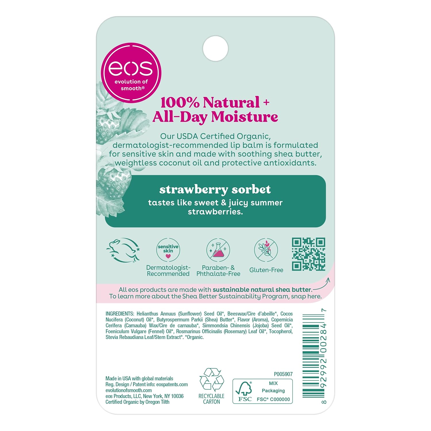 EOS 100% Natural Lip Balm Strawberry Sorbet - Image 8