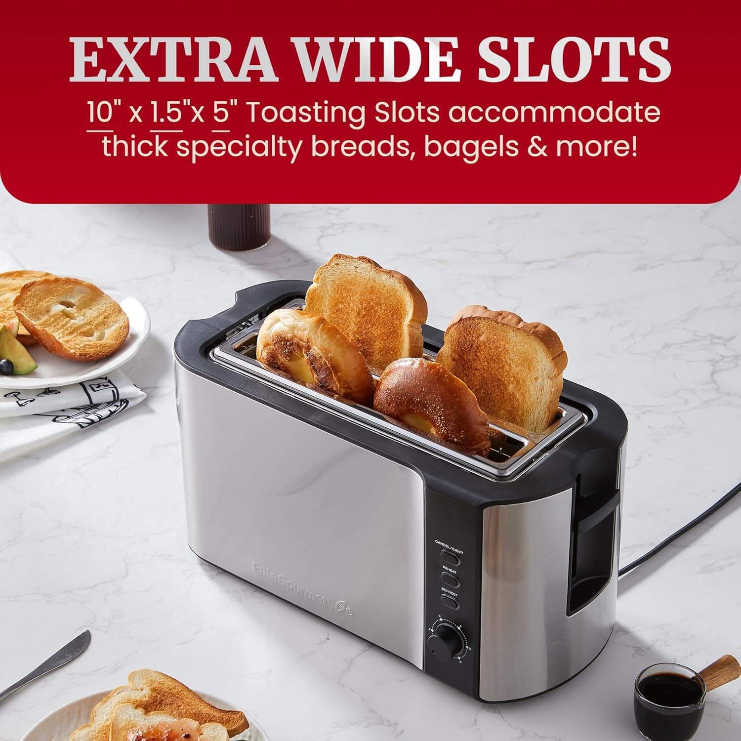 Elite Gourmet 4 Slice Long Slot Toaster - Image 5