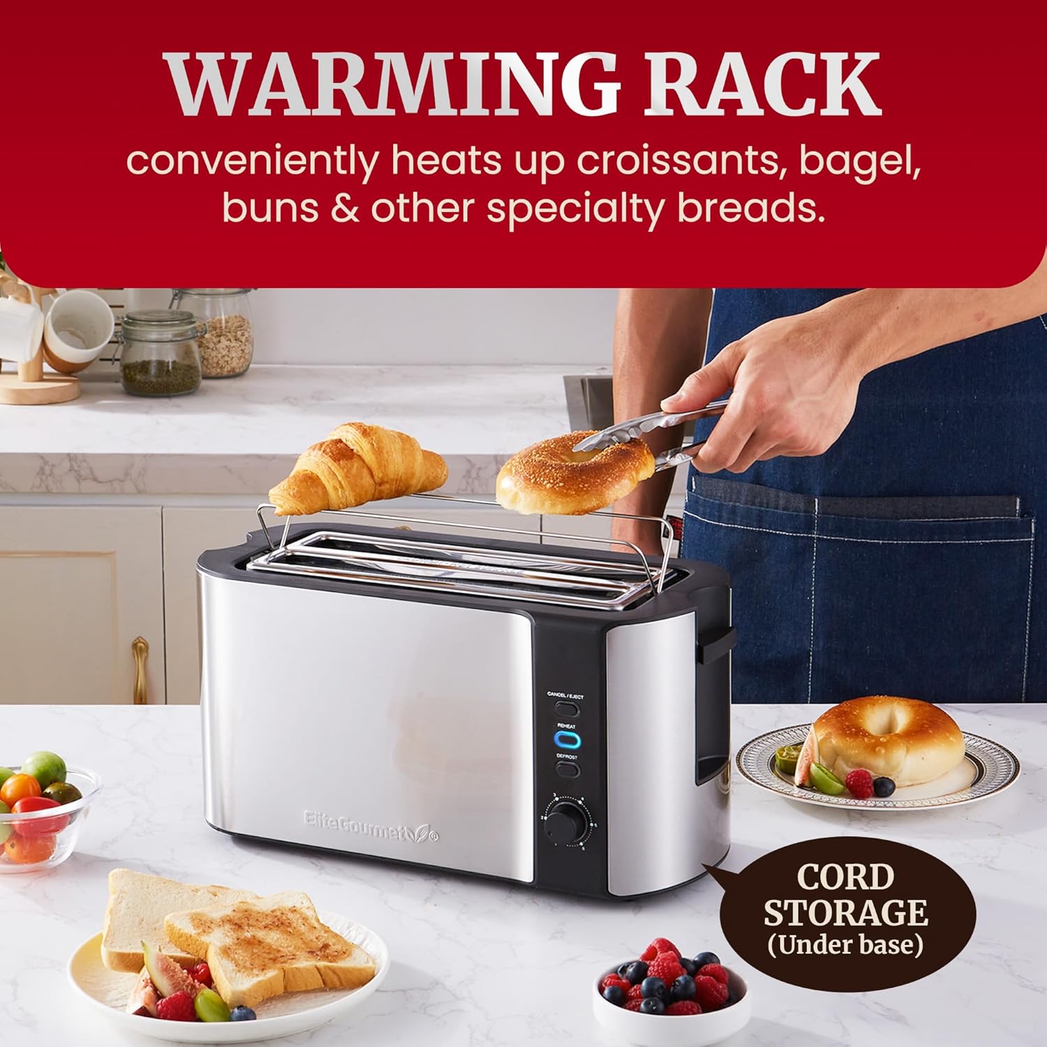 Elite Gourmet 4 Slice Long Slot Toaster - Image 6