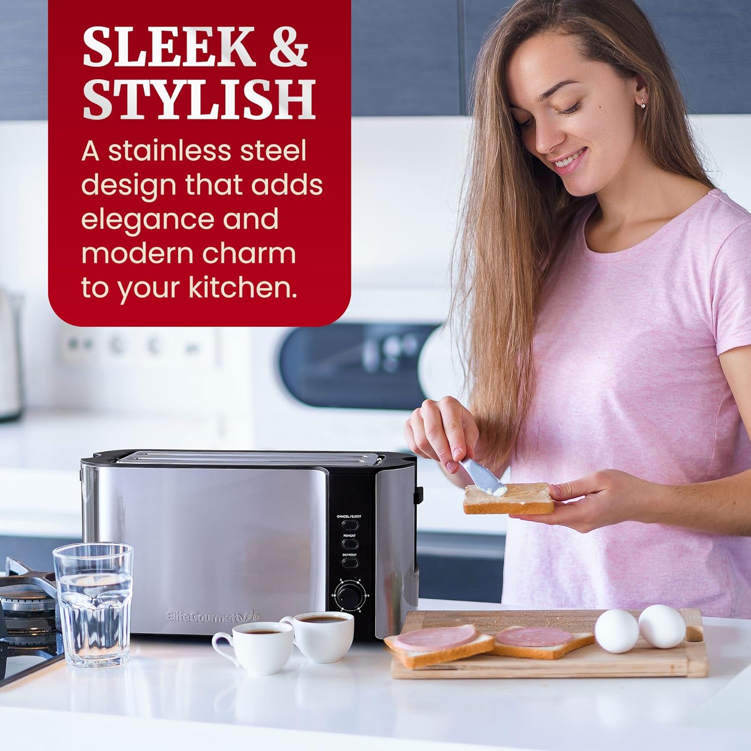 Elite Gourmet 4 Slice Long Slot Toaster - Image 10