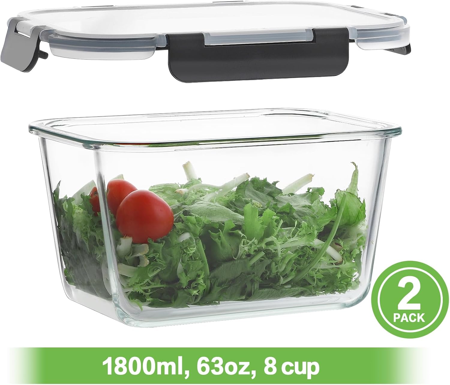 HOMBERKING 4 Pieces Large Glass Food Storage Containers with Lids - Image 3