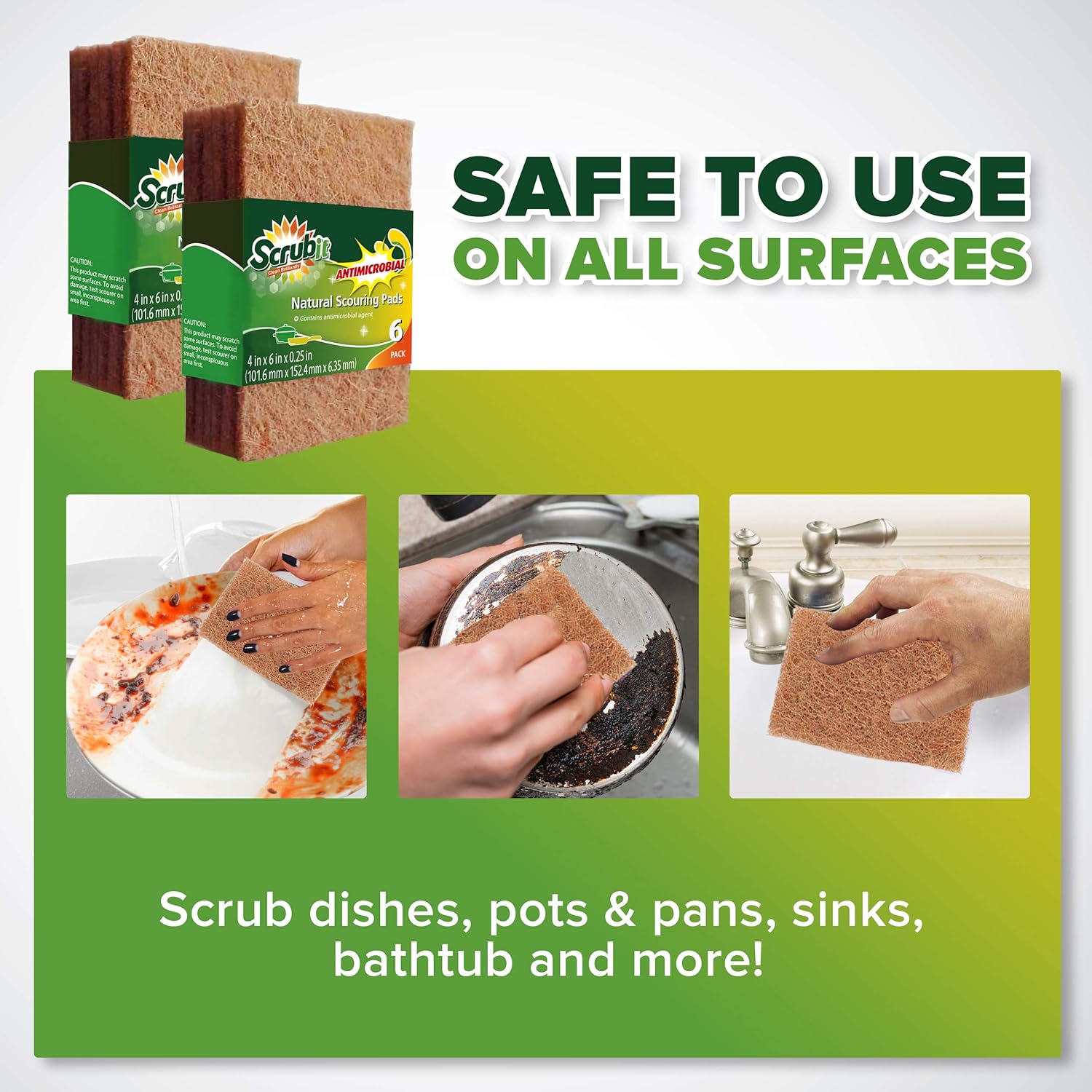 SCRUBIT Natural Scouring Pads 12 Pack Eco Friendly Non Scratch Kitchen Scrubbers - Image 7