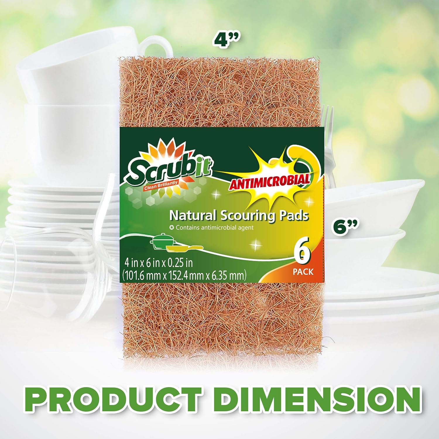 SCRUBIT Natural Scouring Pads 12 Pack Eco Friendly Non Scratch Kitchen Scrubbers - Image 8