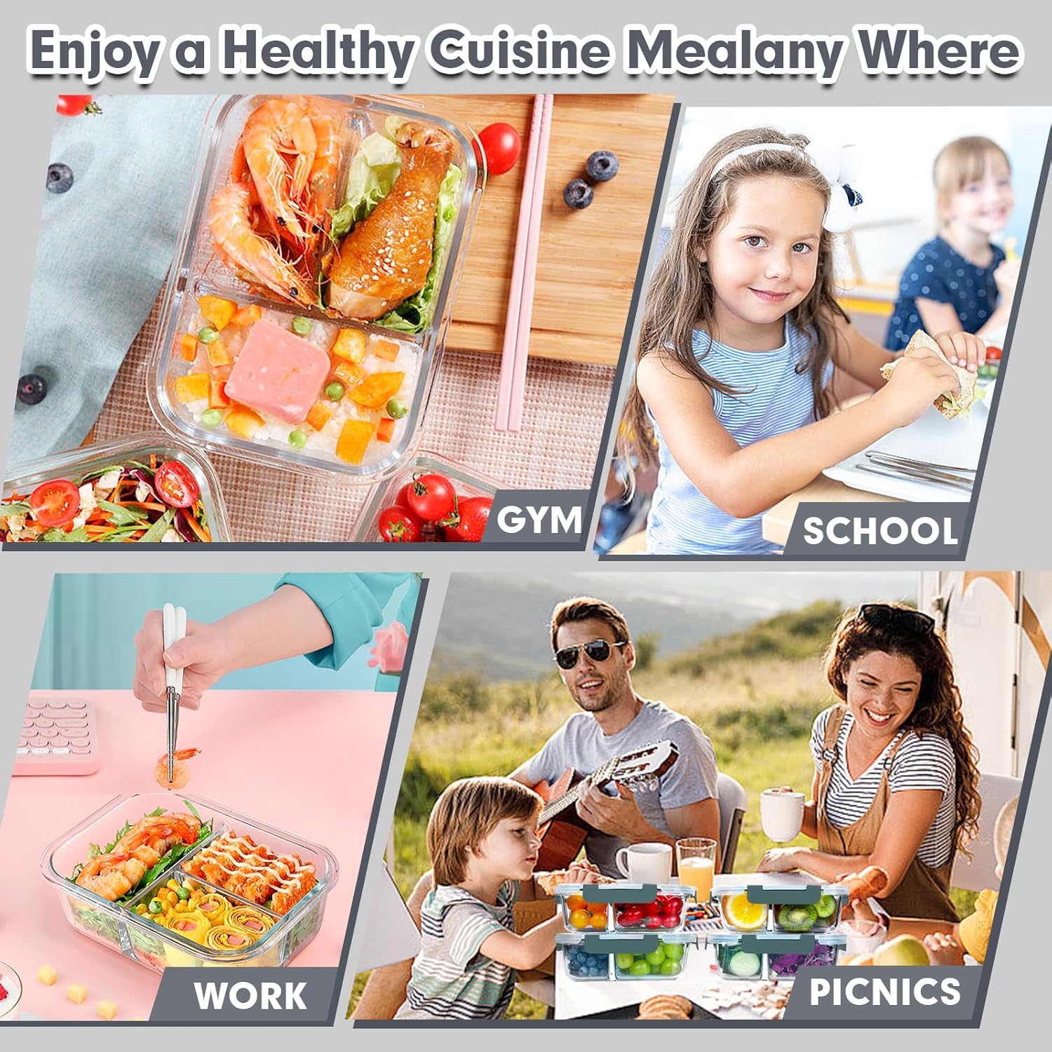 VERONES 5 Pack Glass Meal Prep Containers - Image 7