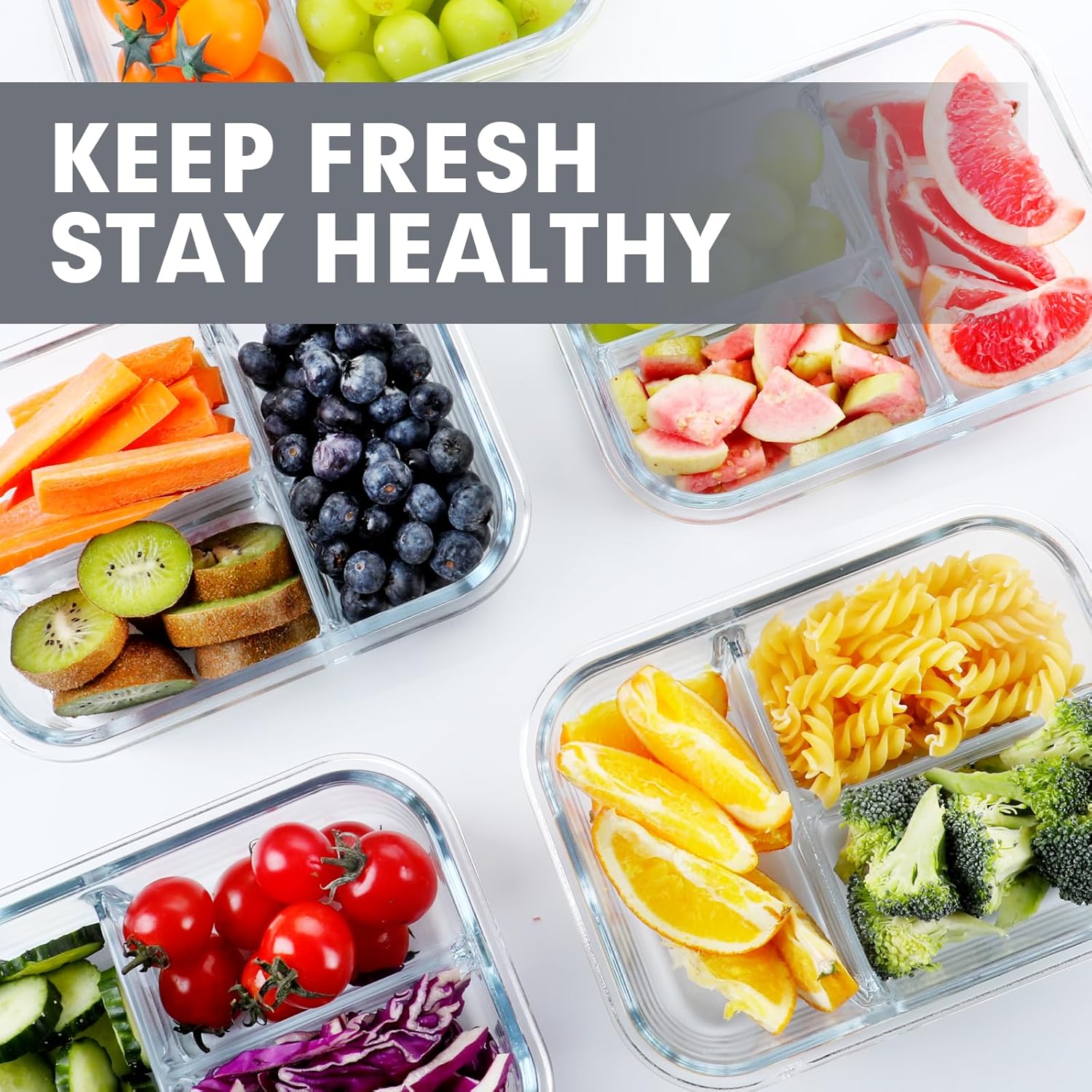 VERONES 5 Pack Glass Meal Prep Containers - Image 8