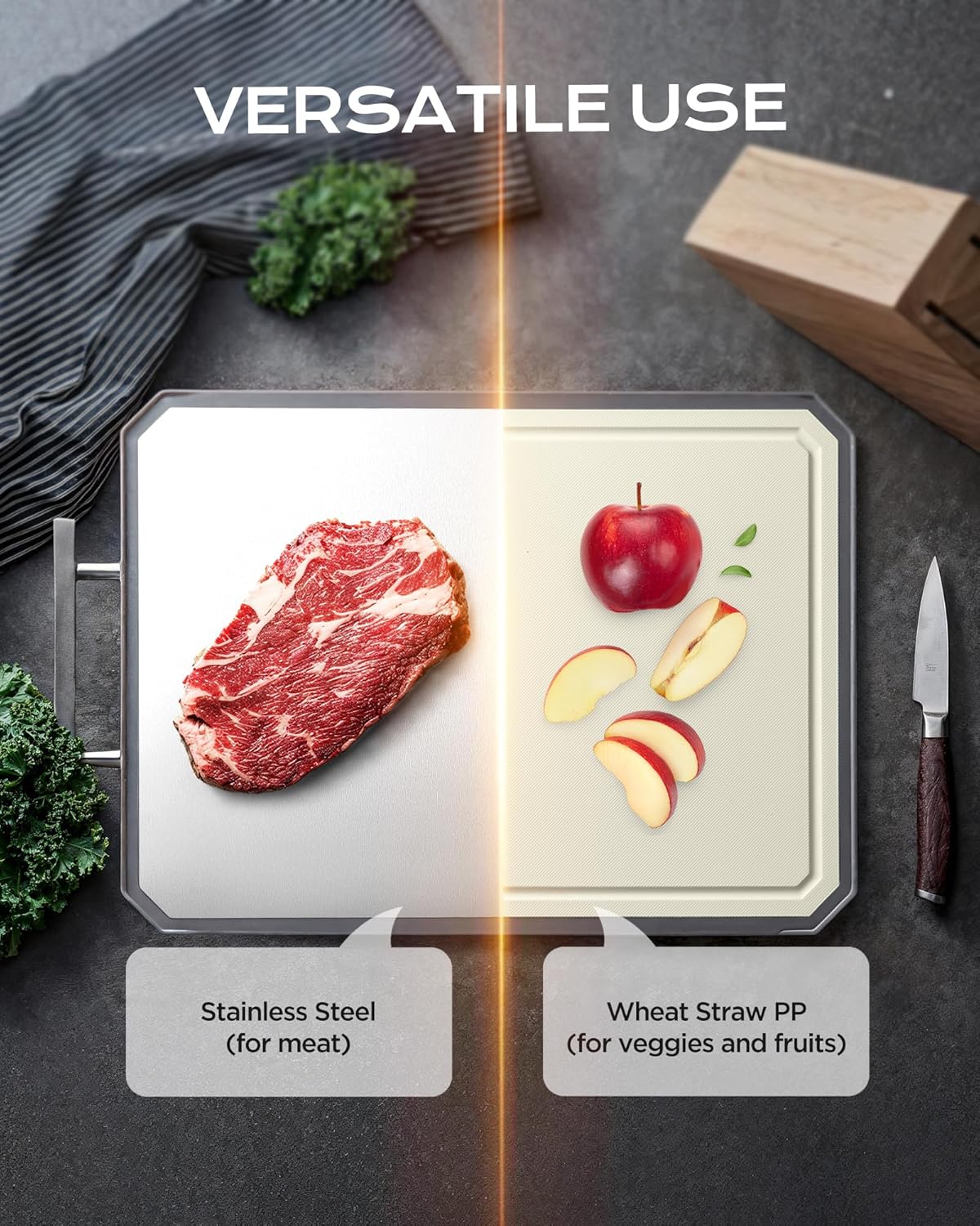 SNOWCLAD Double Sided Stainless Steel Cutting Board - Image 4