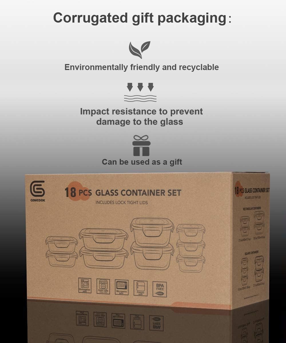 18 Piece Glass Food Storage Containers Set with Lids - Image 9