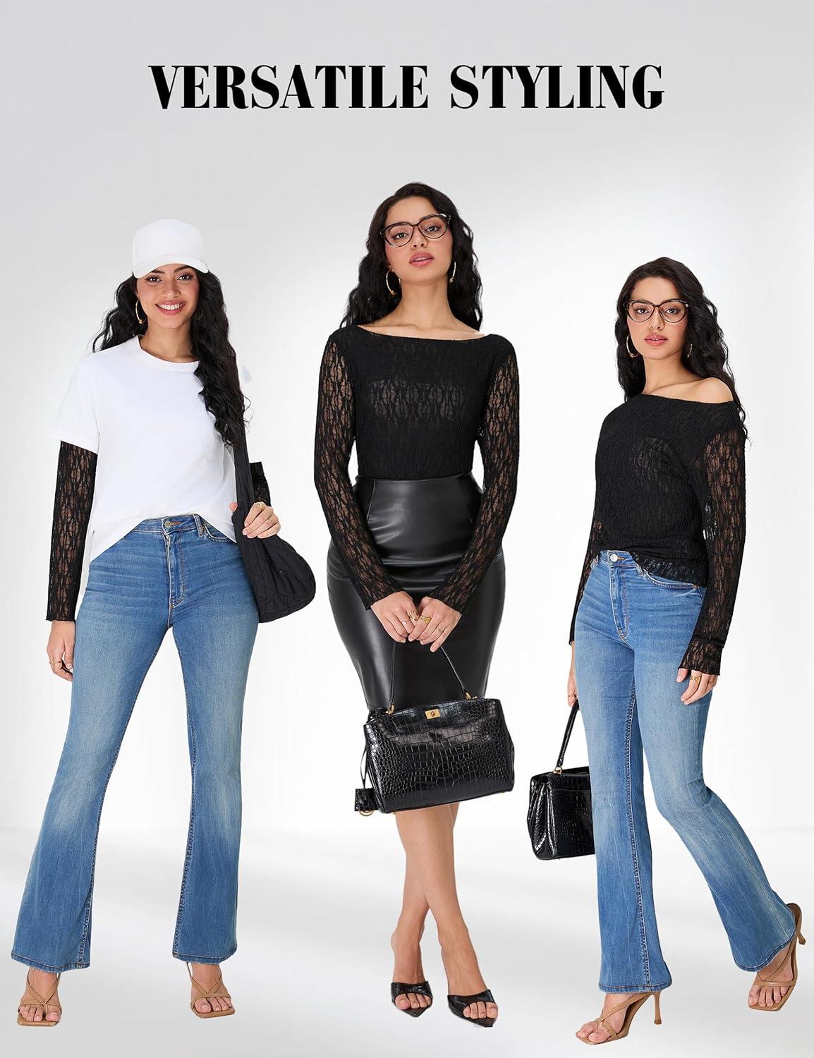 Blooming Jelly Sheer Mesh Boat Neck Blouse - Image 3