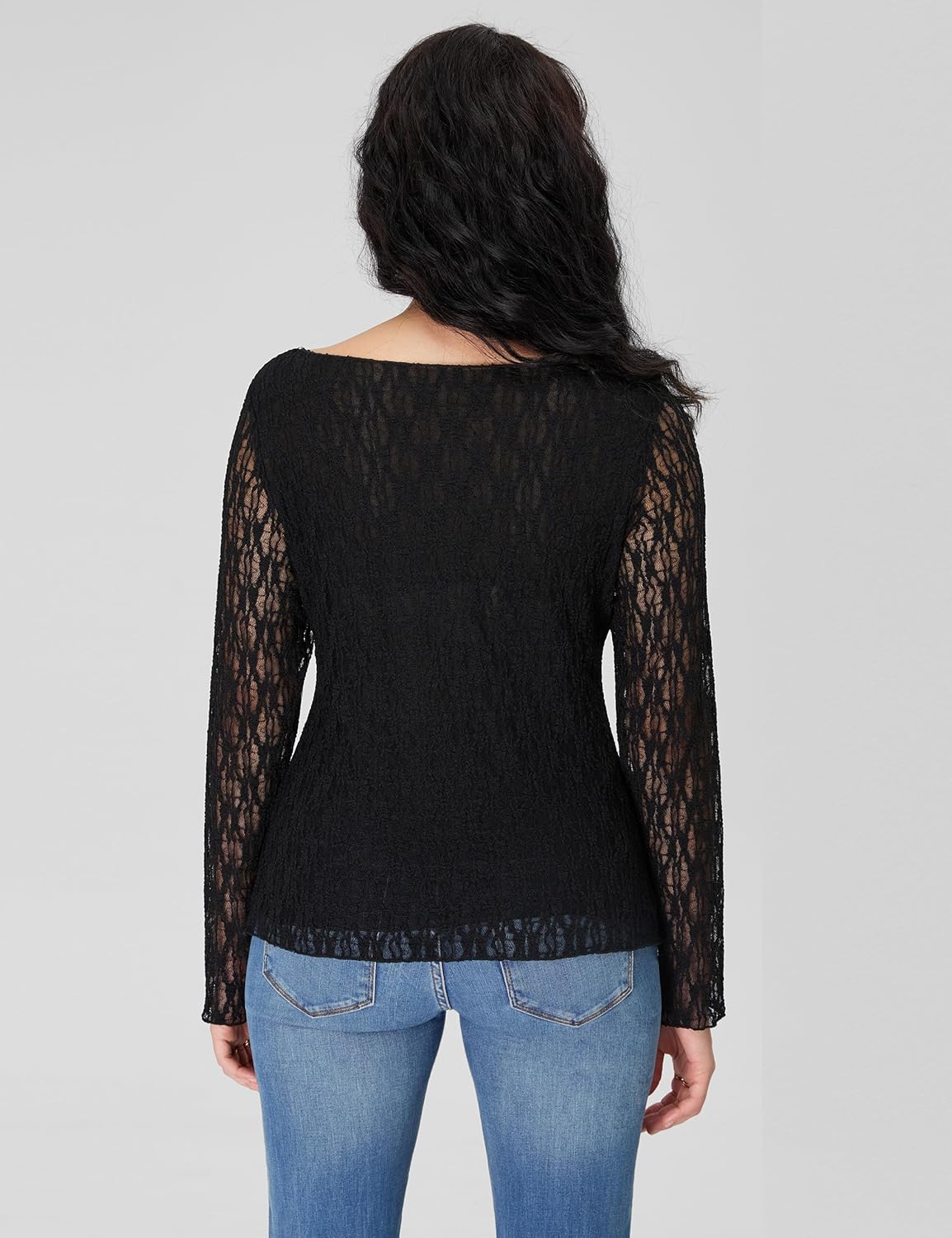 Blooming Jelly Sheer Mesh Boat Neck Blouse - Image 6