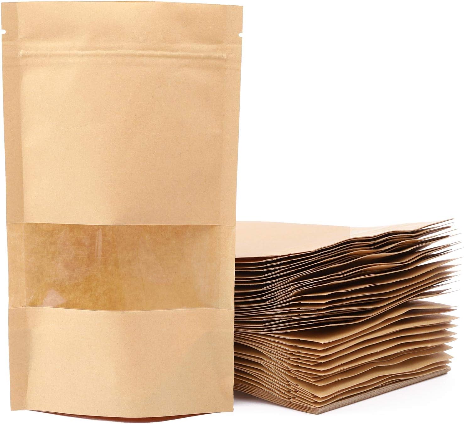 Kraft Paper Treat Bags with Window Ziplock Stand Up Pouches - Image 2