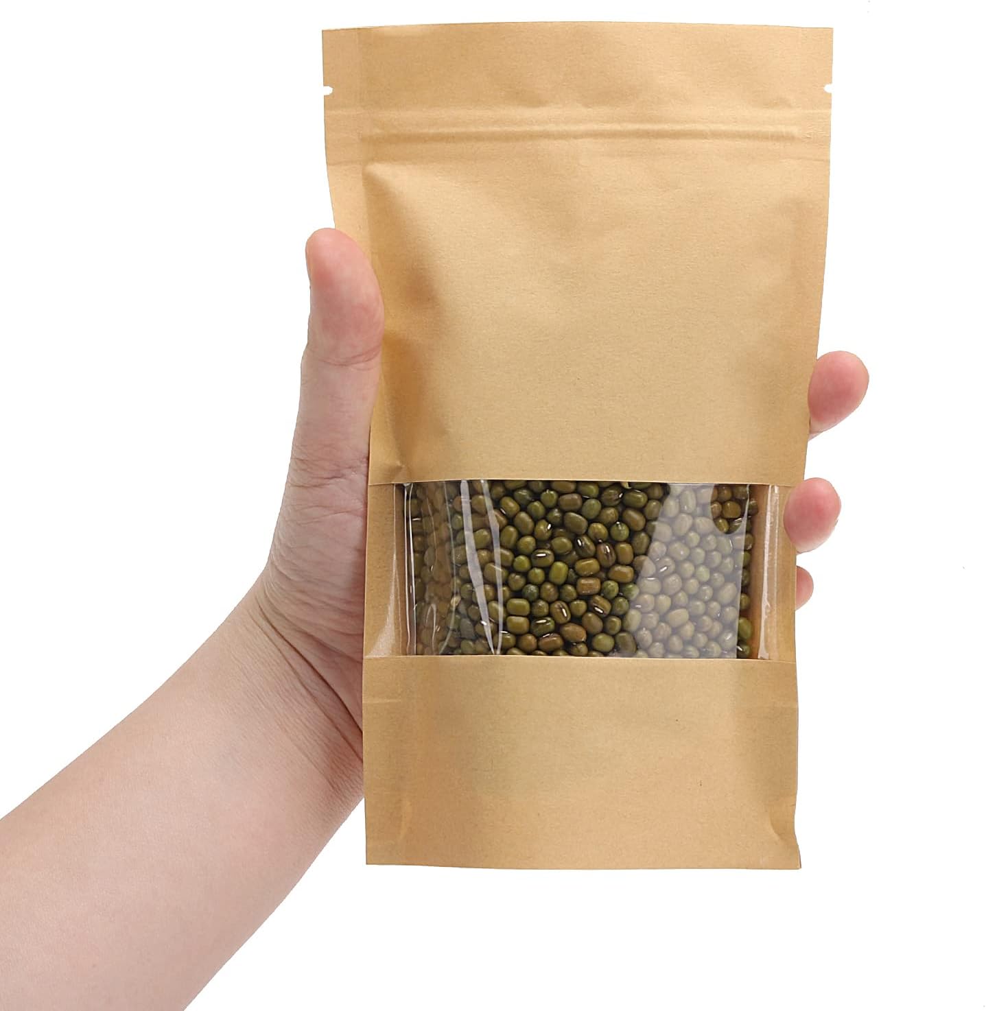Kraft Paper Treat Bags with Window Ziplock Stand Up Pouches - Image 3