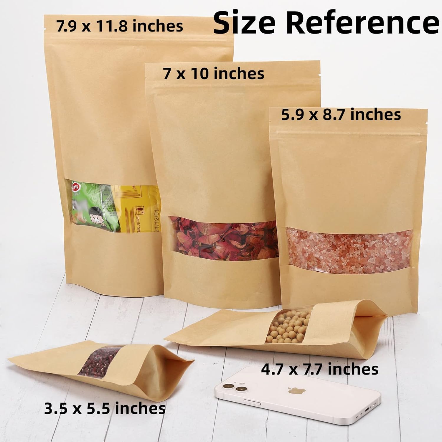 Kraft Paper Treat Bags with Window Ziplock Stand Up Pouches - Image 5