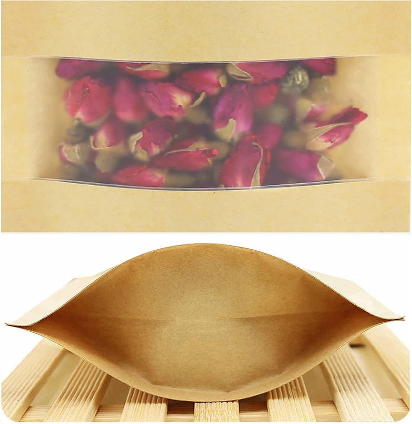 Kraft Paper Treat Bags with Window Ziplock Stand Up Pouches - Image 6