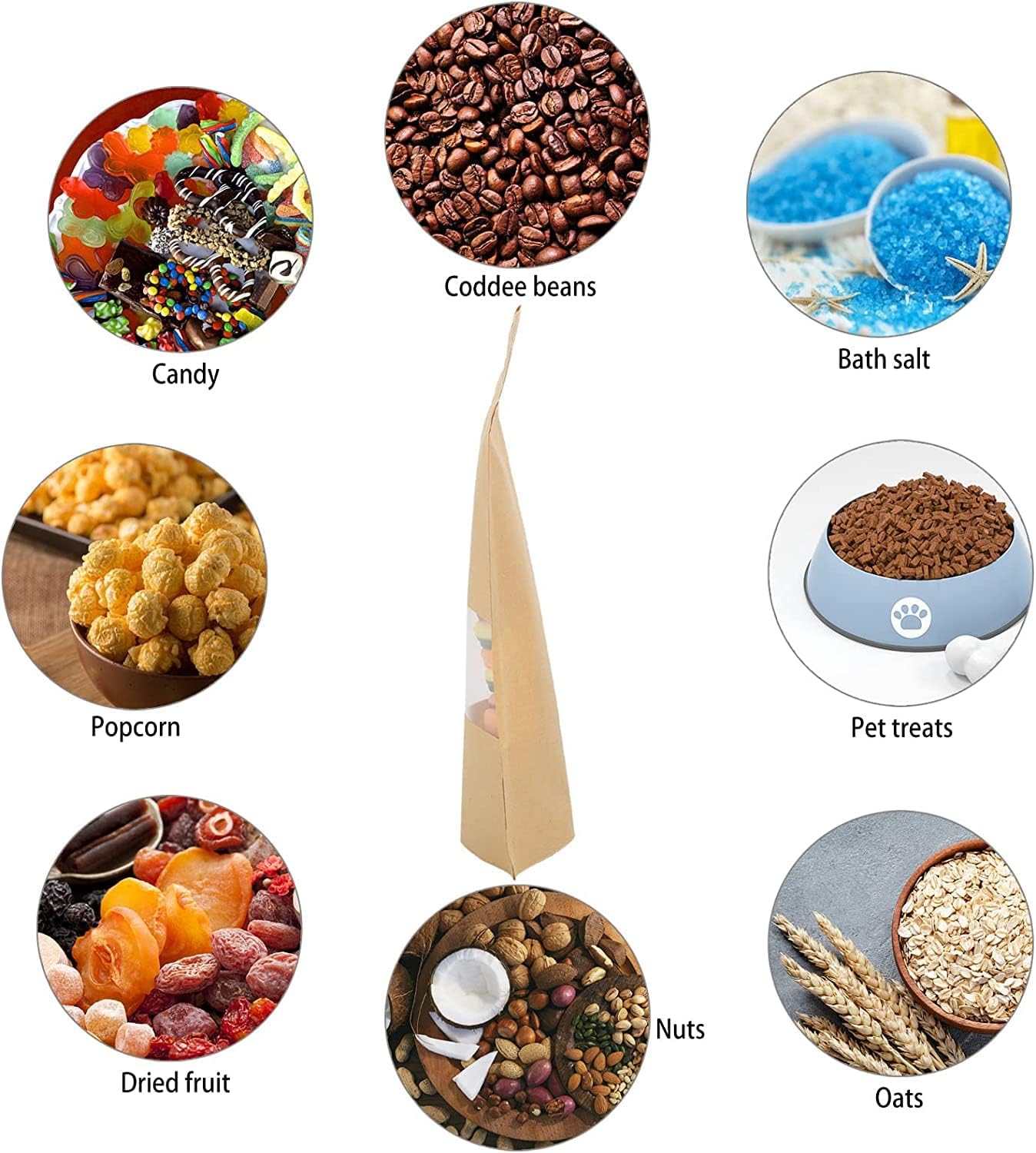 Kraft Paper Treat Bags with Window Ziplock Stand Up Pouches - Image 8