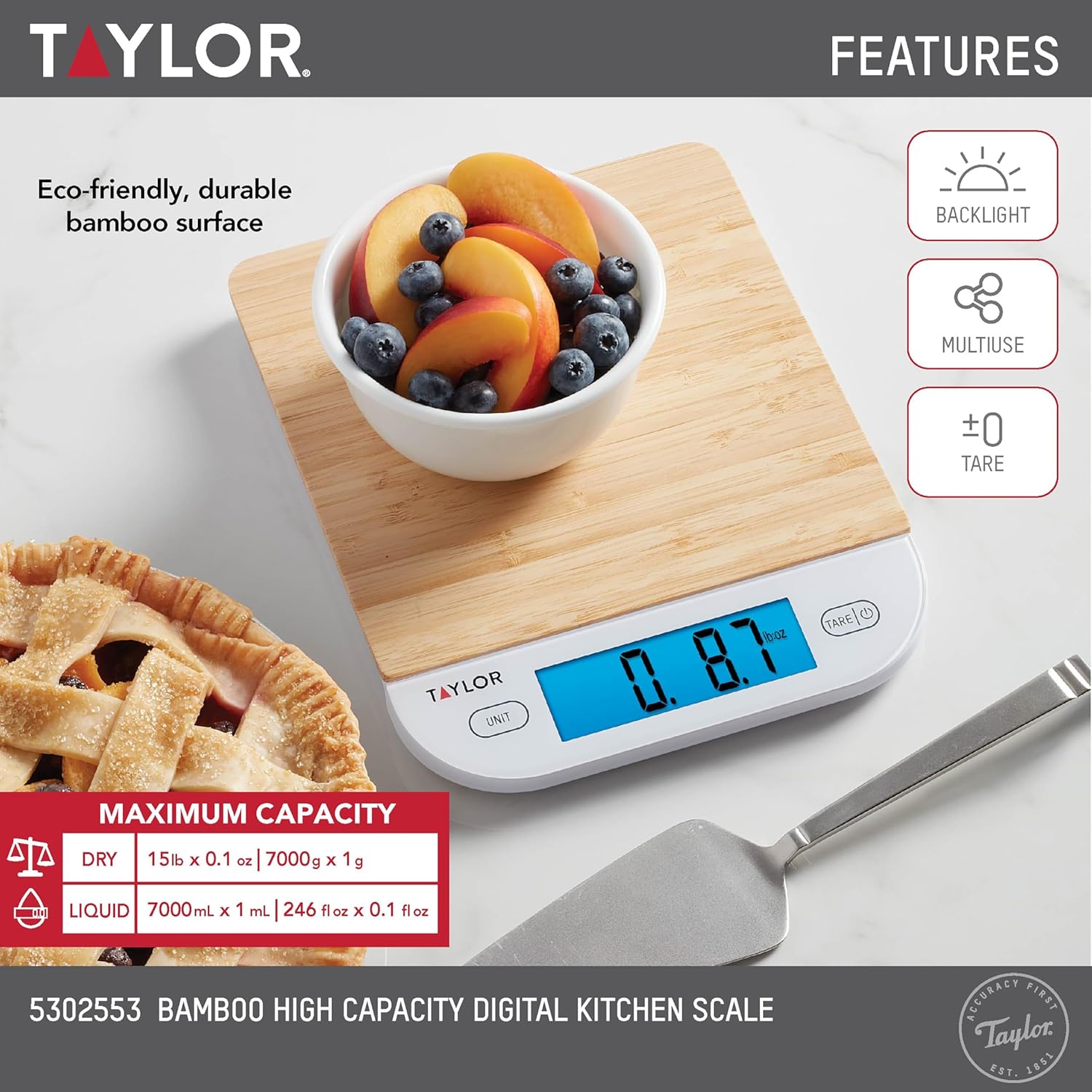 Taylor Bamboo Kitchen Scale - Image 3