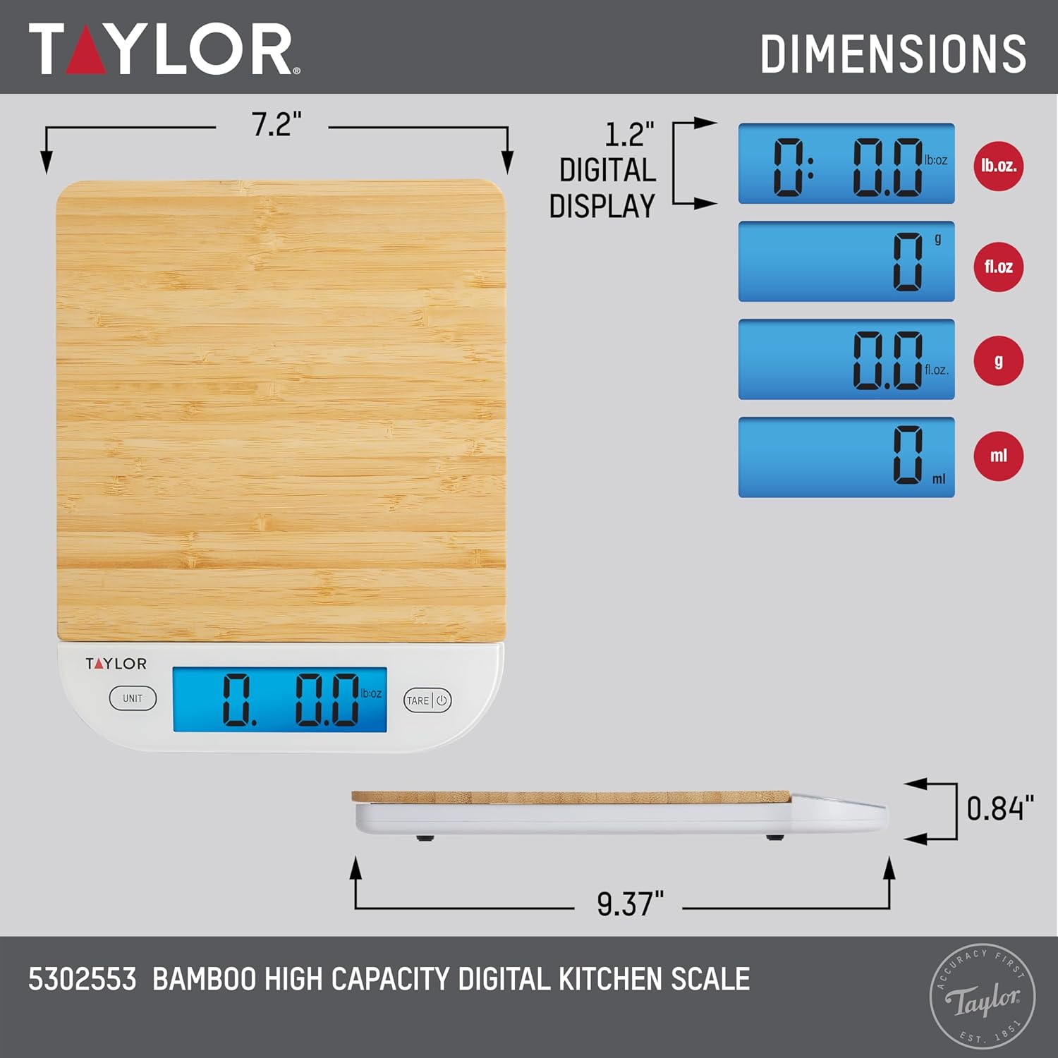 Taylor Bamboo Kitchen Scale - Image 4