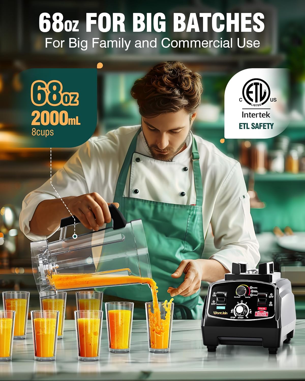 Professional Commercial Blender 68oz 1800W TIMER For Kitchen - Image 4