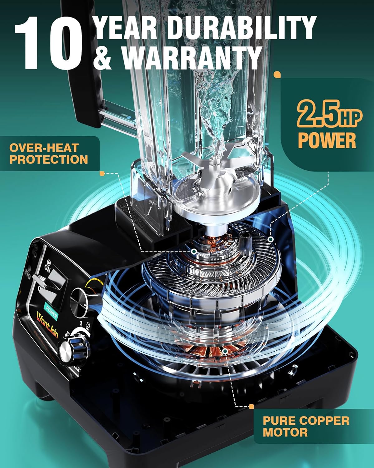 Professional Commercial Blender 68oz 1800W TIMER For Kitchen - Image 6