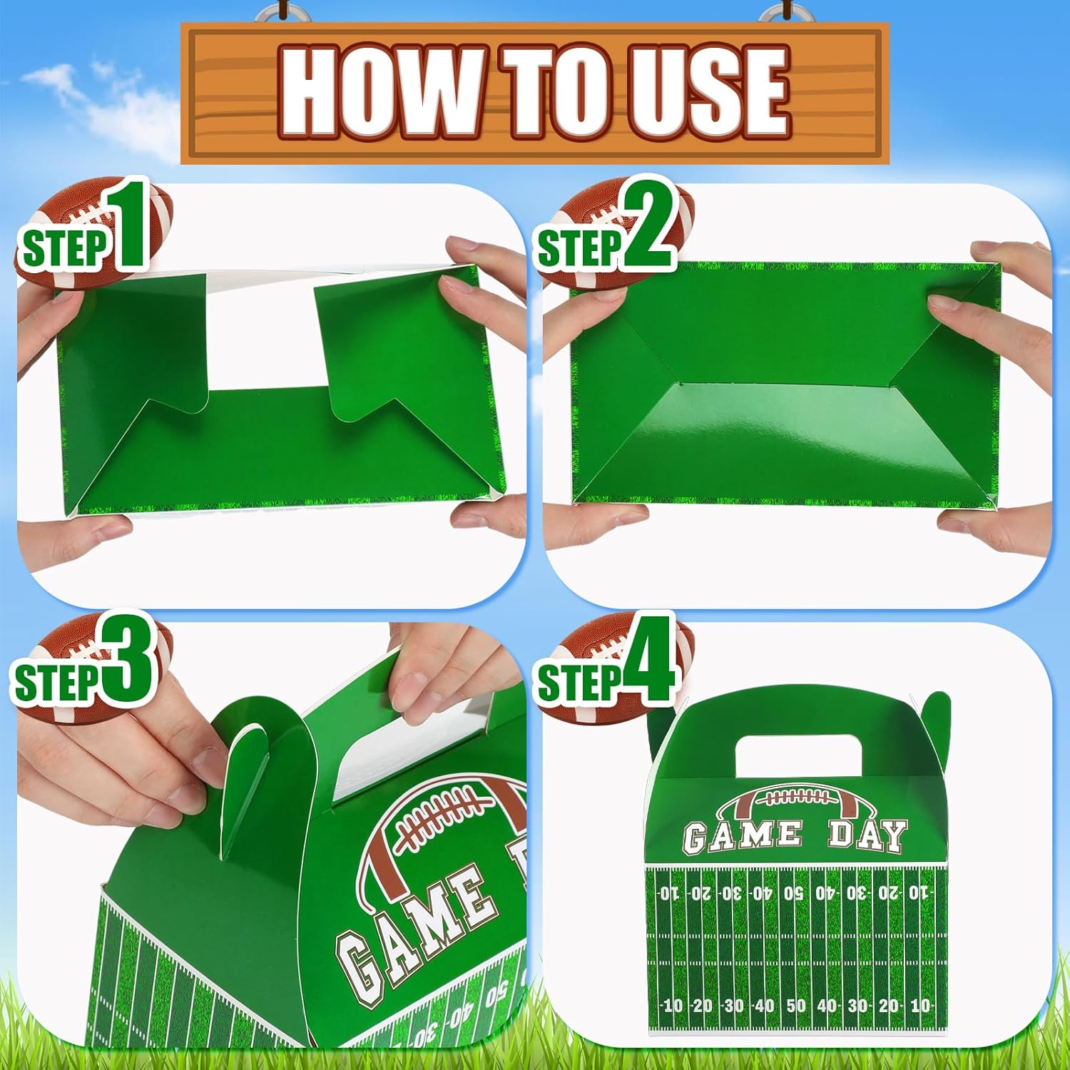Football Party Treat Boxes Sports Theme Football Party Favors Box - Image 4