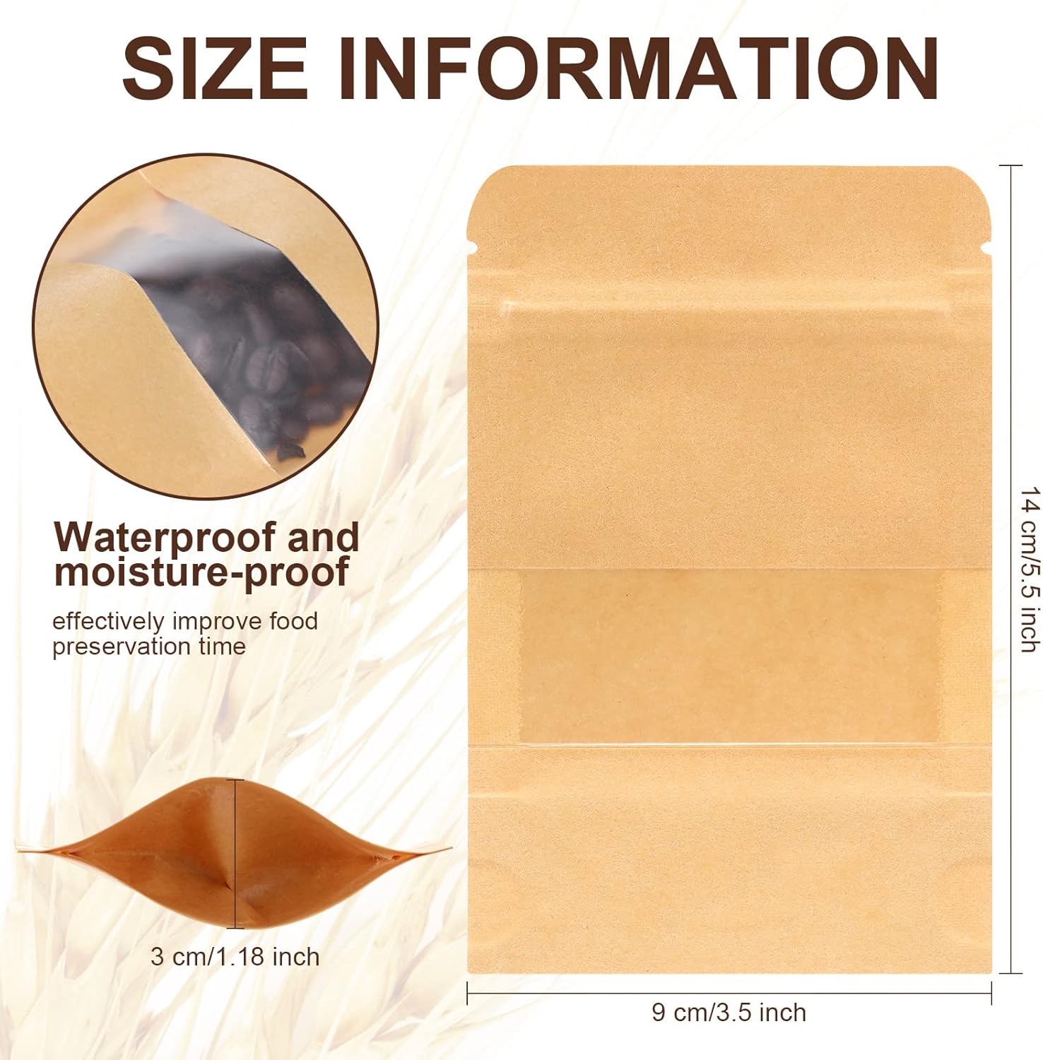 Kraft Stand Up Paper Pouches with Zipper Lock - Image 5