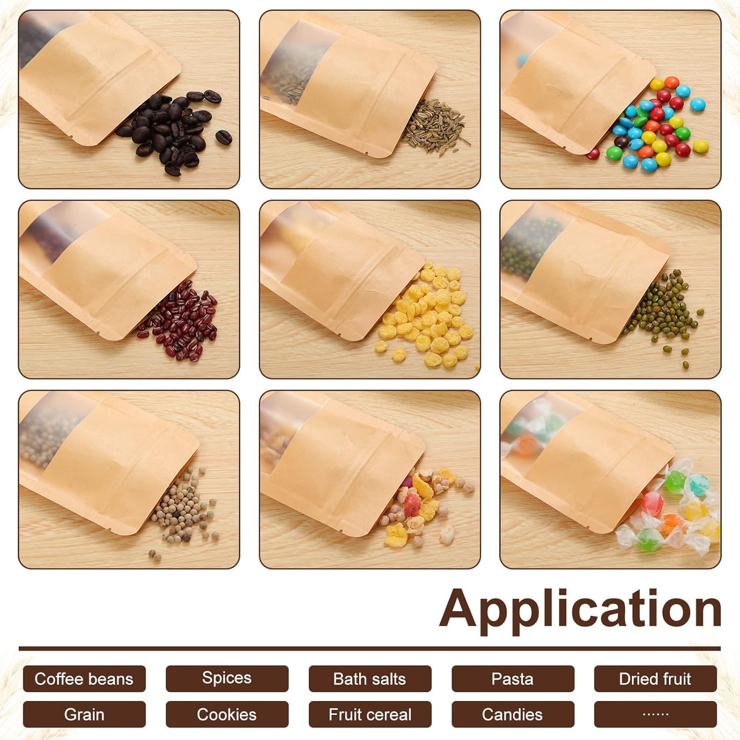 Kraft Stand Up Paper Pouches with Zipper Lock - Image 8