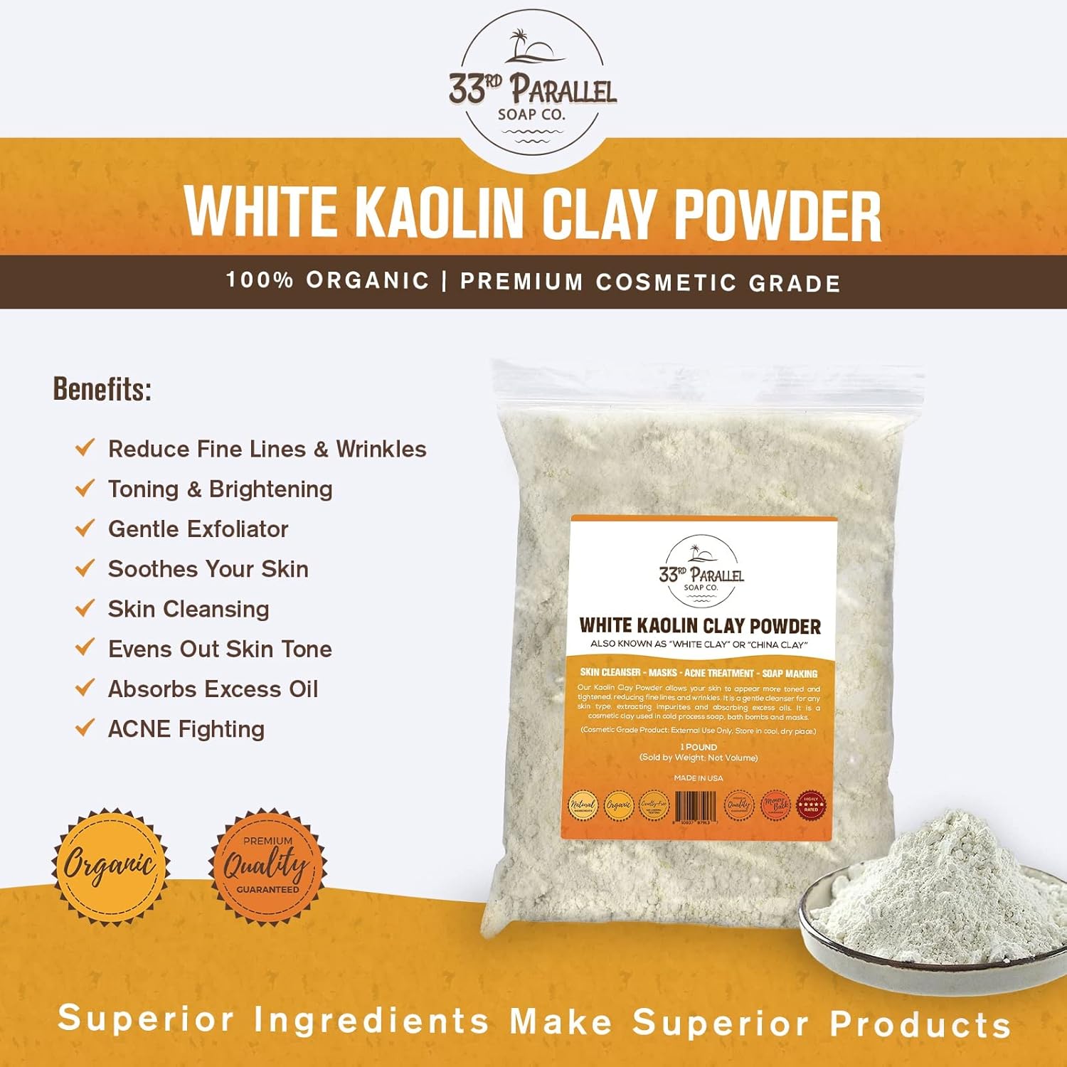 Organic White Kaolin Clay Powder - Image 4