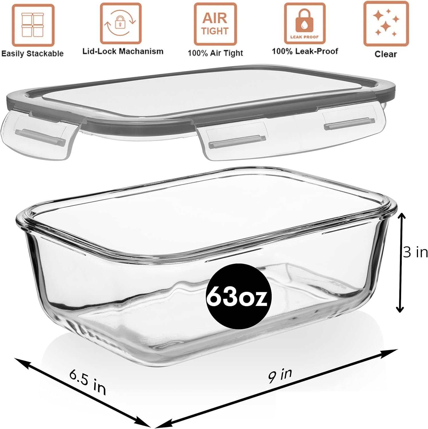Large Glass Food Storage Containers with Locking Lids - Image 4