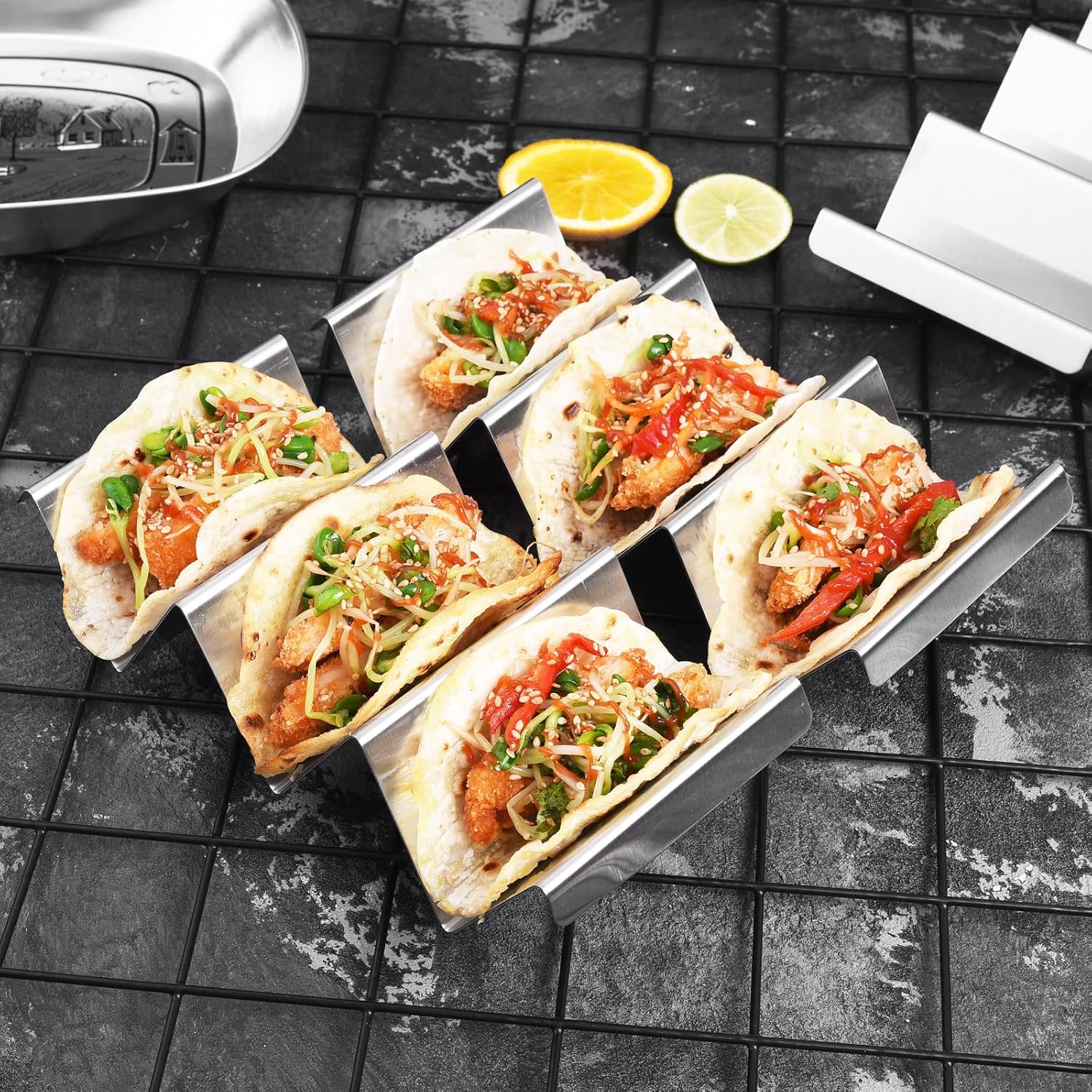 Stainless Steel Taco Stand Rack Tray Style - Image 5