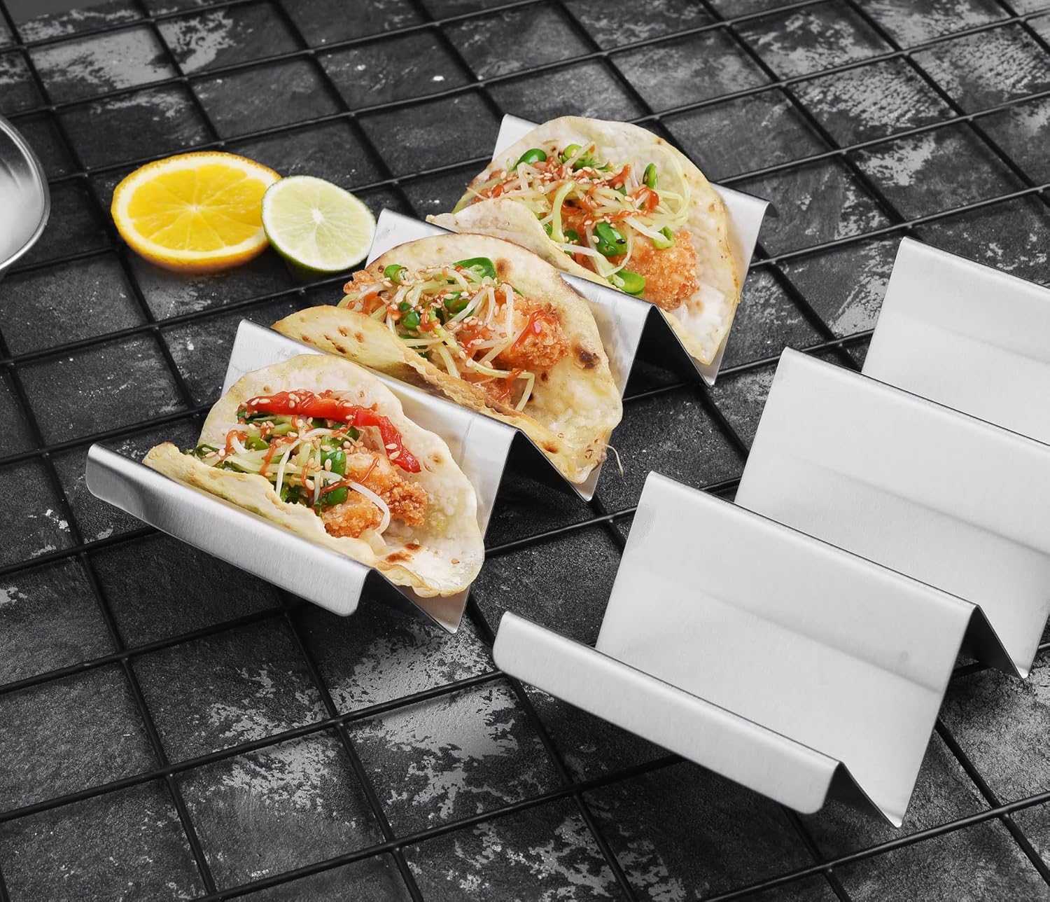 Stainless Steel Taco Stand Rack Tray Style - Image 6