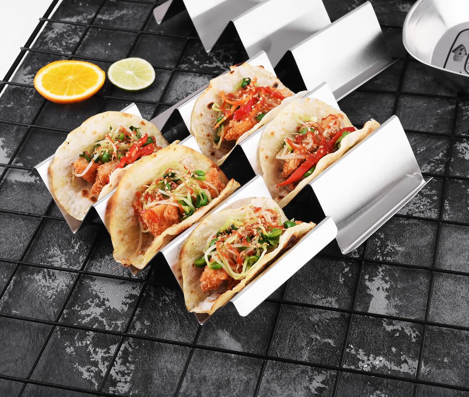 Stainless Steel Taco Stand Rack Tray Style - Image 8