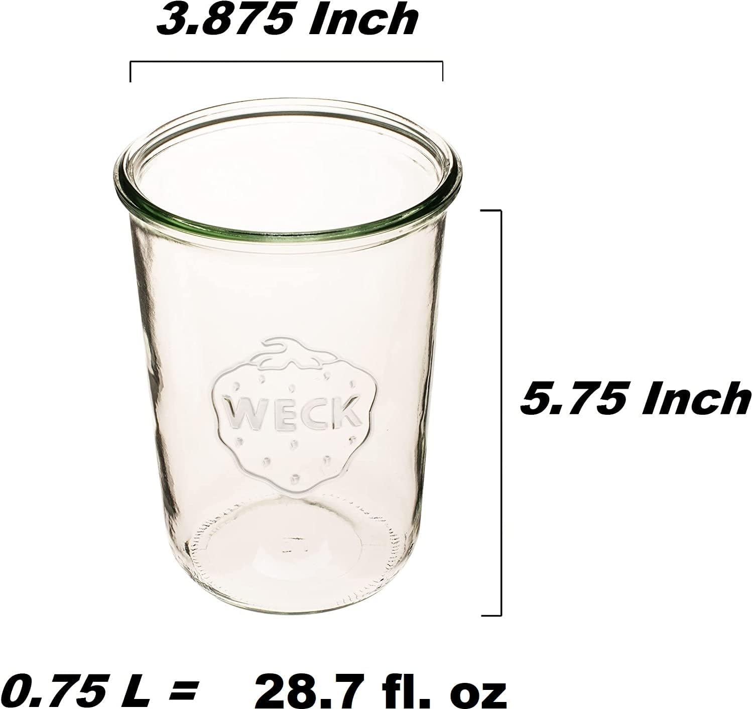 Weck 3/4 Liter Tall Glass Jar with Lid and Rubber Gasket - Image 3