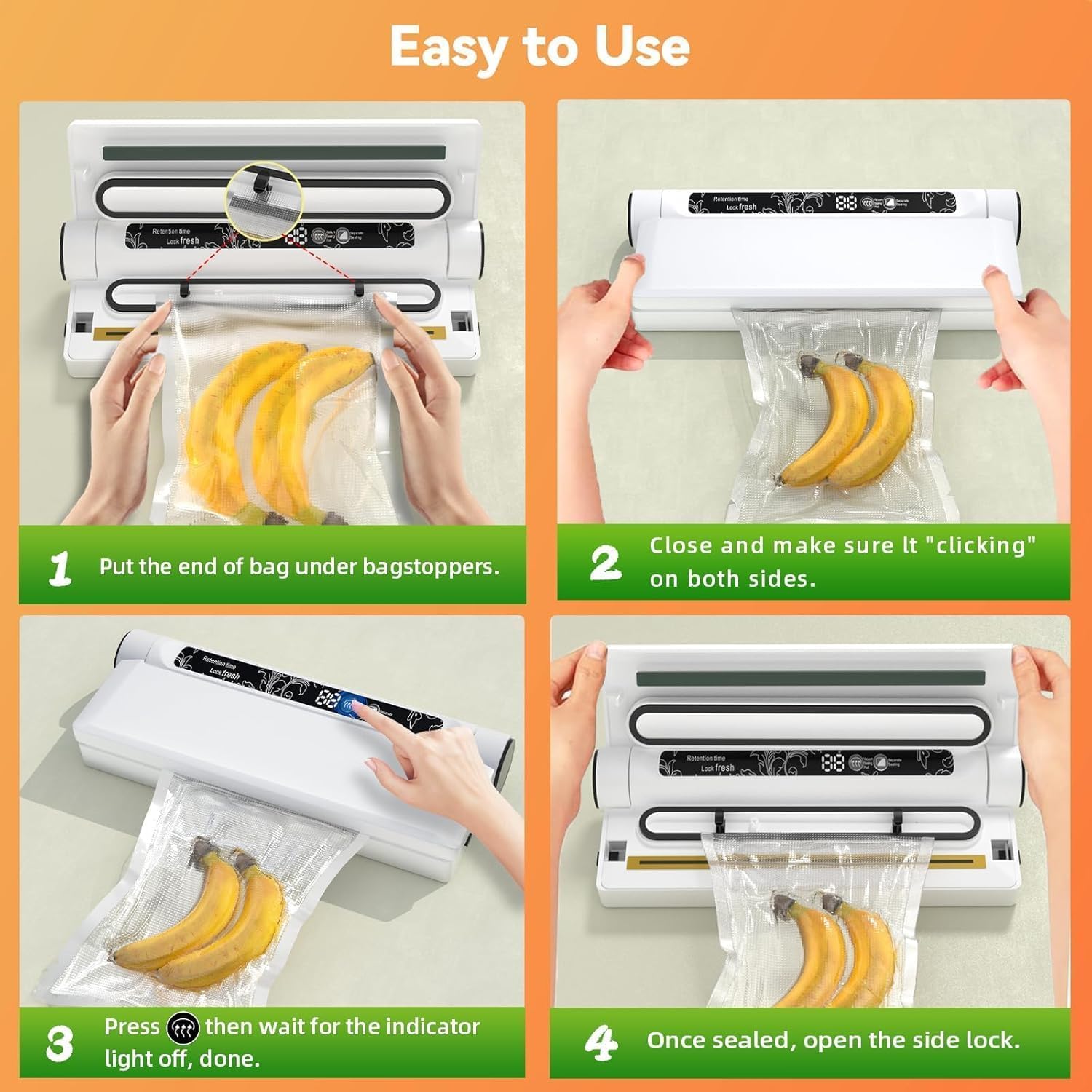 Food Vacuum Sealer Machine with Strong Suction and Digital Timer - Image 3