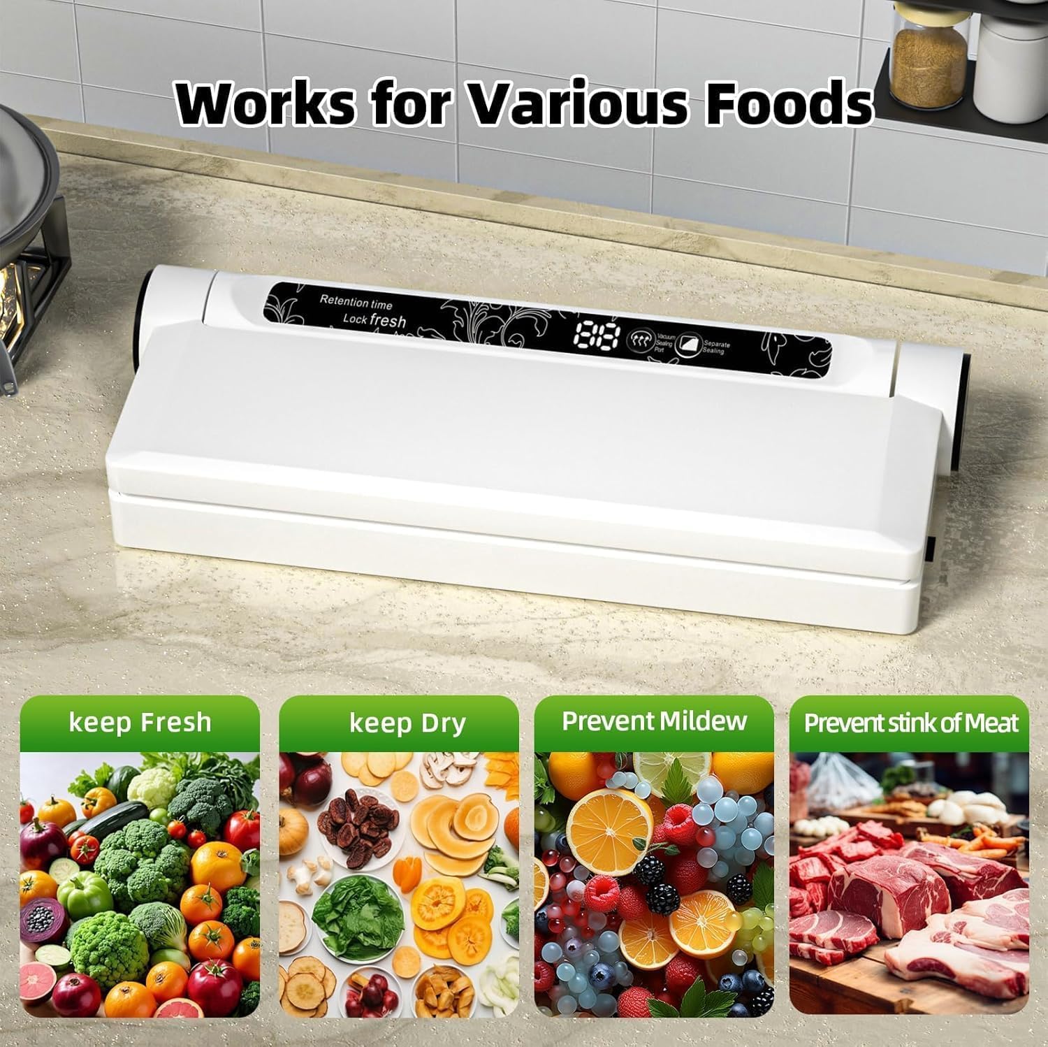 Food Vacuum Sealer Machine with Strong Suction and Digital Timer - Image 5