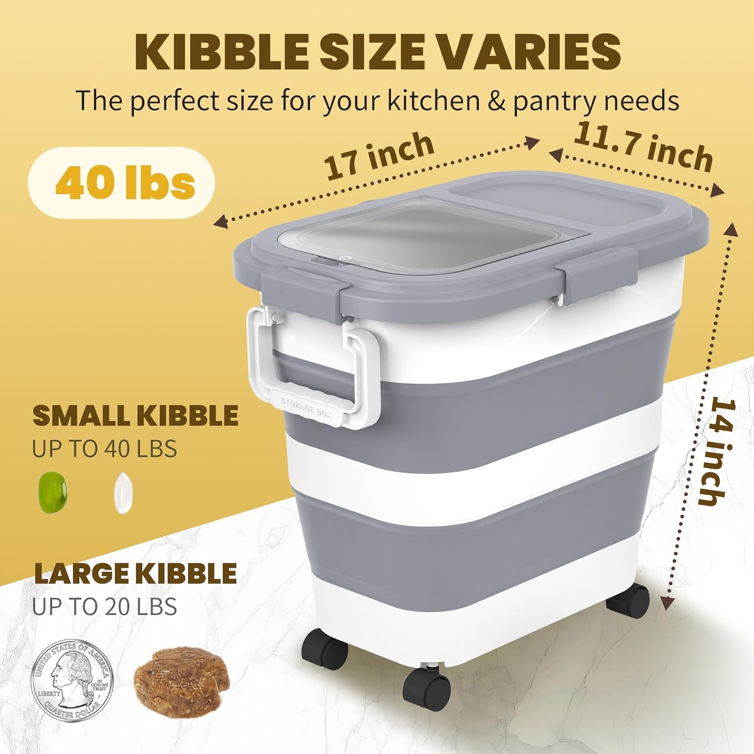 Collapsible Airtight Rice Storage Container with Wheels and Handle - Image 3
