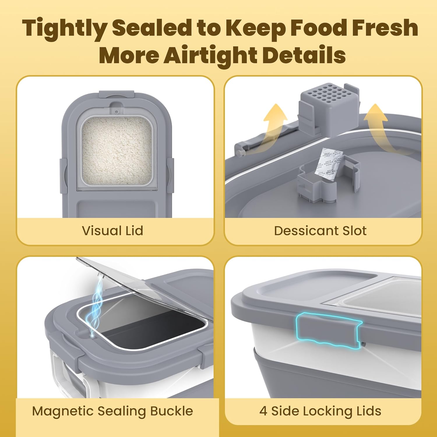 Collapsible Airtight Rice Storage Container with Wheels and Handle - Image 5