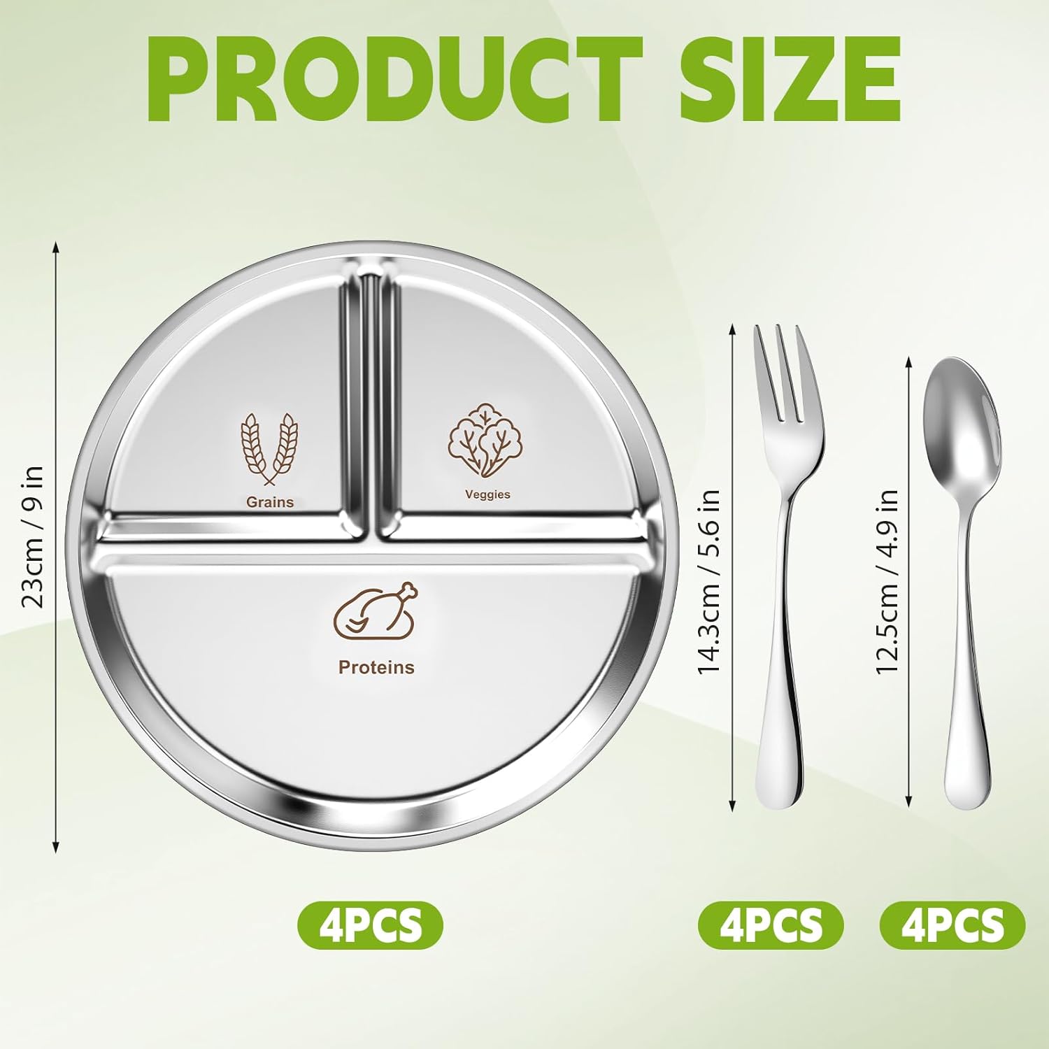 Jinei Stainless Steel Bariatric Portion Control Plate Set - Image 3