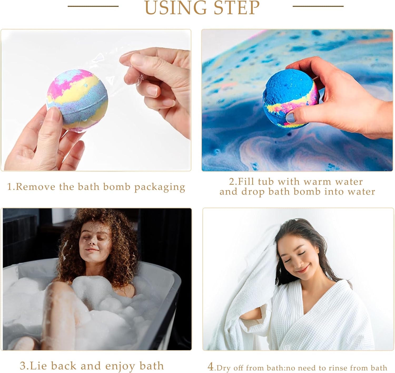 Bath Bombs Gift Set with Natural Organic Bubble and Nourishing Salts - Image 8