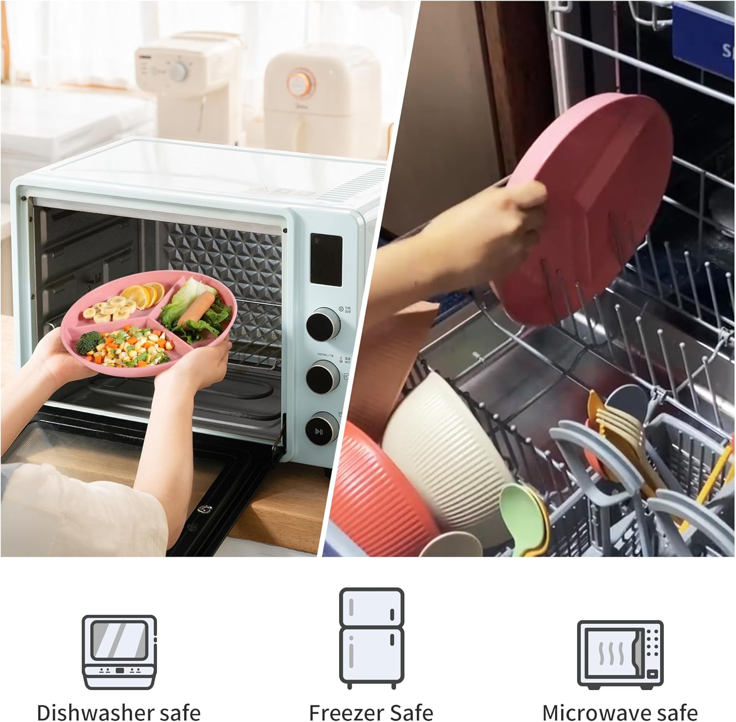 9.6Inch Multicolor Wheat Straw Plates for Adults - Image 4